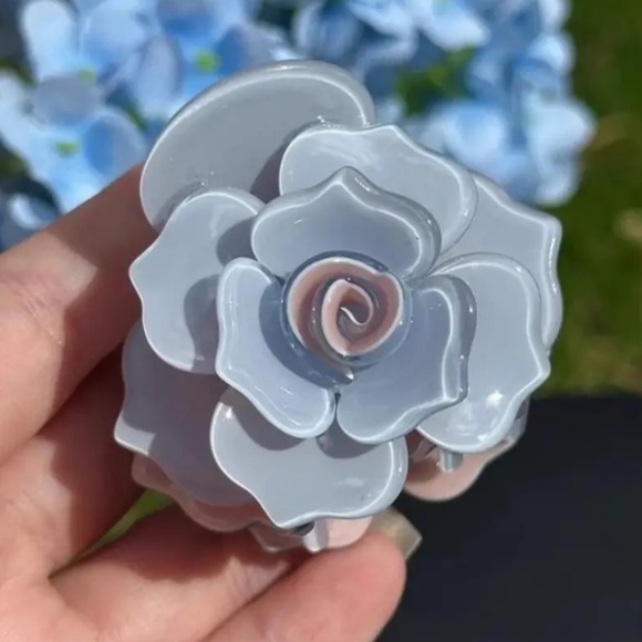 Blue 3D Camellia Floral Hair Claw - Picture 1 of 5